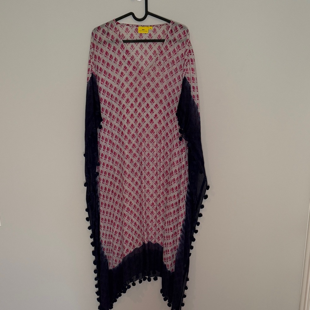 Roberta Roller Rabbit Pink & Navy Printed Cover-Up Caftan